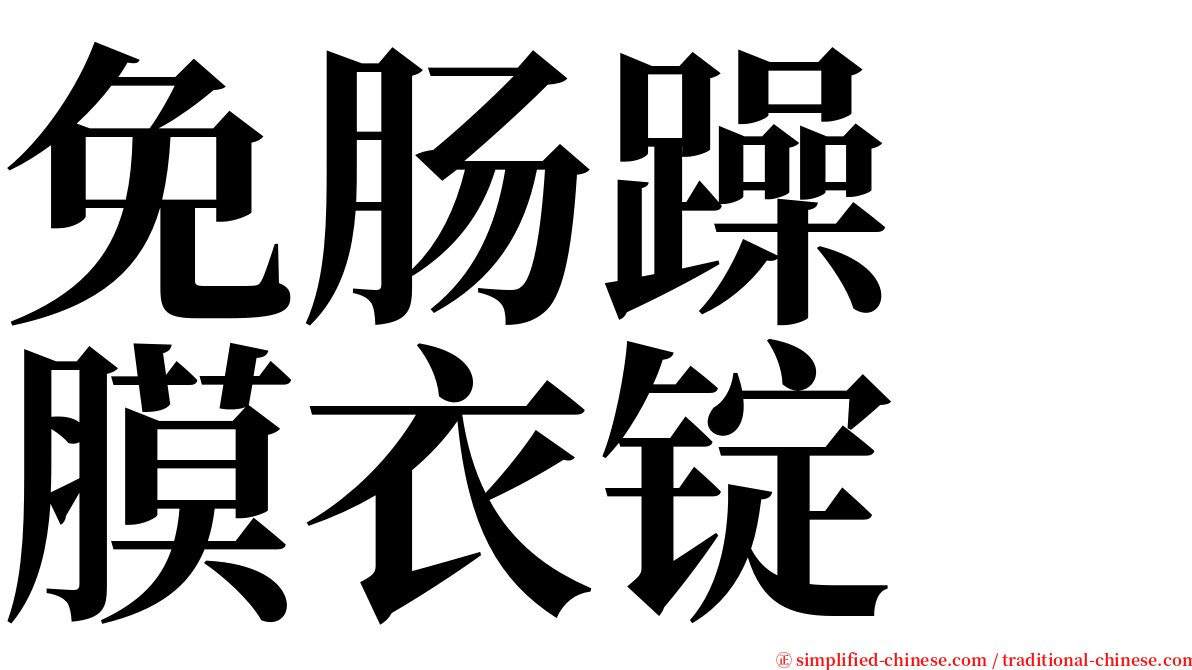 免肠躁　膜衣锭 serif font